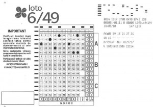 bilet loto 6/49 cu variante combinate